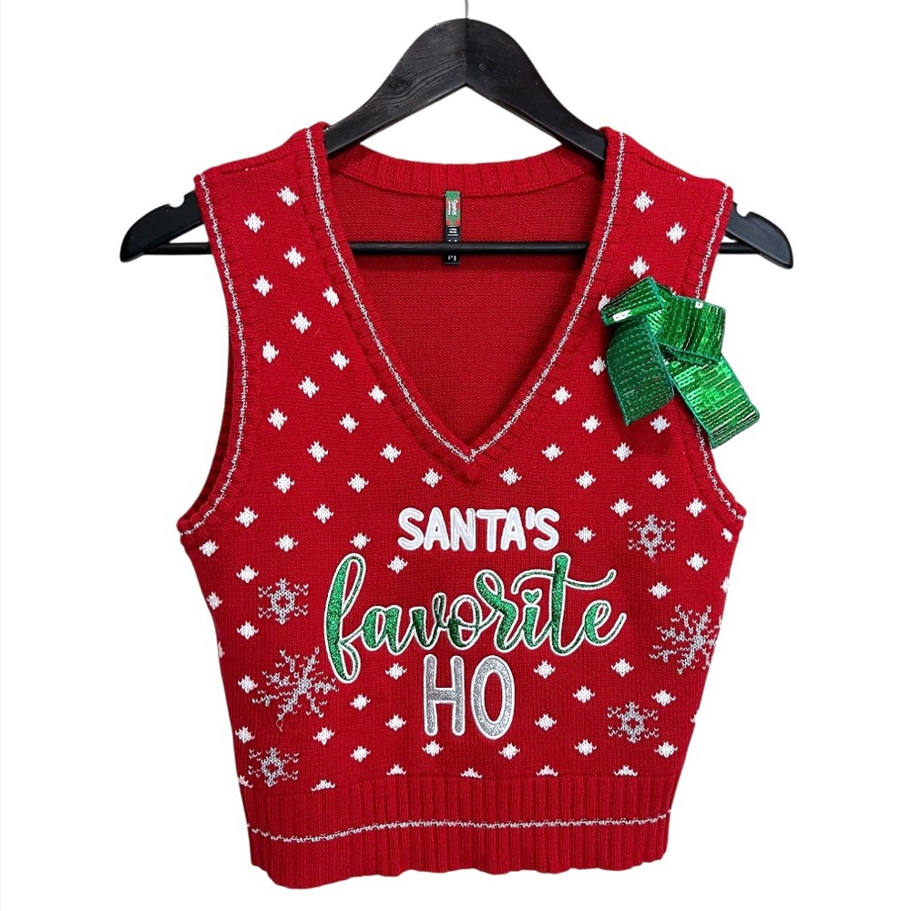 Spencer’s Workshop NSFW Holiday Sweater Vest “Santa’s Favorite Ho”